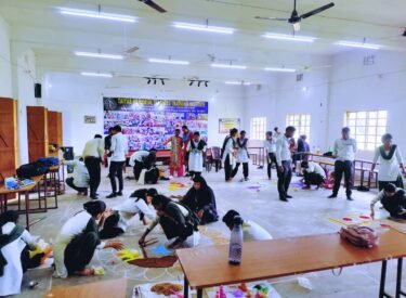 Students Making Rangoli